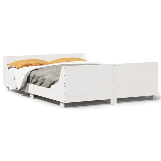 Bed Frame without Mattress White 135x190 cm Double Solid Wood Pine Bed Frame without Mattress White 135x190 cm Double Solid Wood Pine