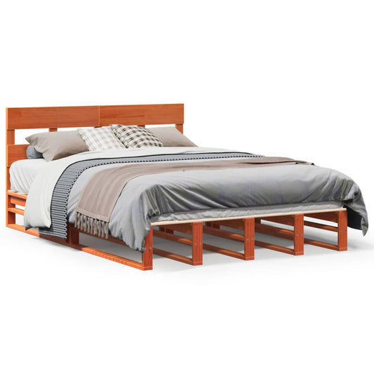 Bed Frame without Mattress Wax Brown 120x200 cm Solid Wood Pine Bed Frame without Mattress Wax Brown 120x200 cm Solid Wood Pine
