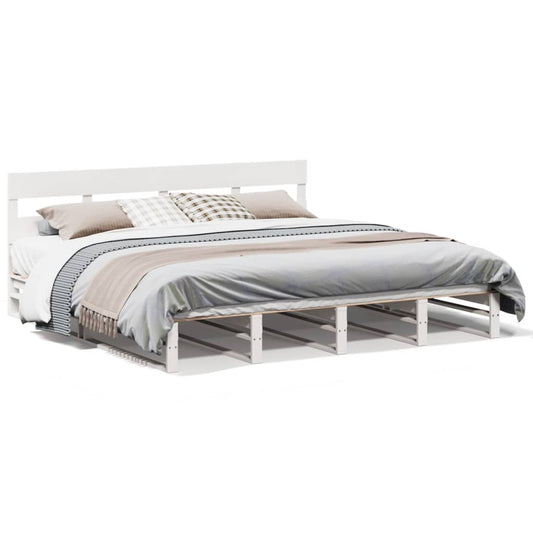 Bed Frame without Mattress White 180x200 cm Super King Solid Wood Pine Bed Frame without Mattress White 180x200 cm Super King Solid Wood Pine