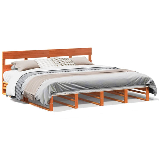 Bed Frame without Mattress Wax Brown 200x200 cm Solid Wood Pine Bed Frame without Mattress Wax Brown 200x200 cm Solid Wood Pine