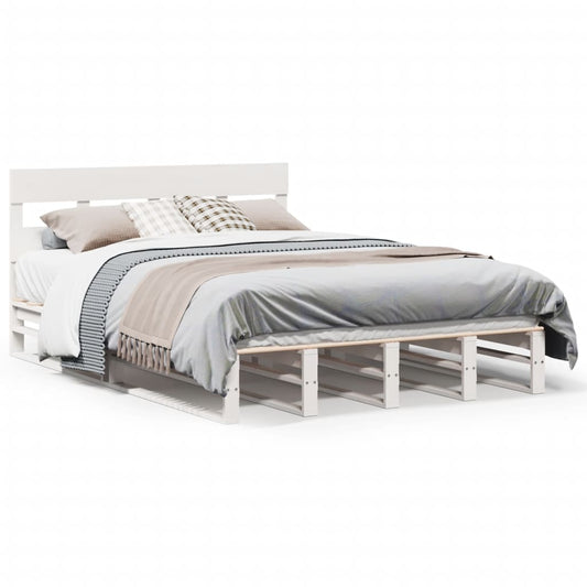 Bed Frame without Mattress White 140x190 cm Solid Wood Pine Bed Frame without Mattress White 140x190 cm Solid Wood Pine