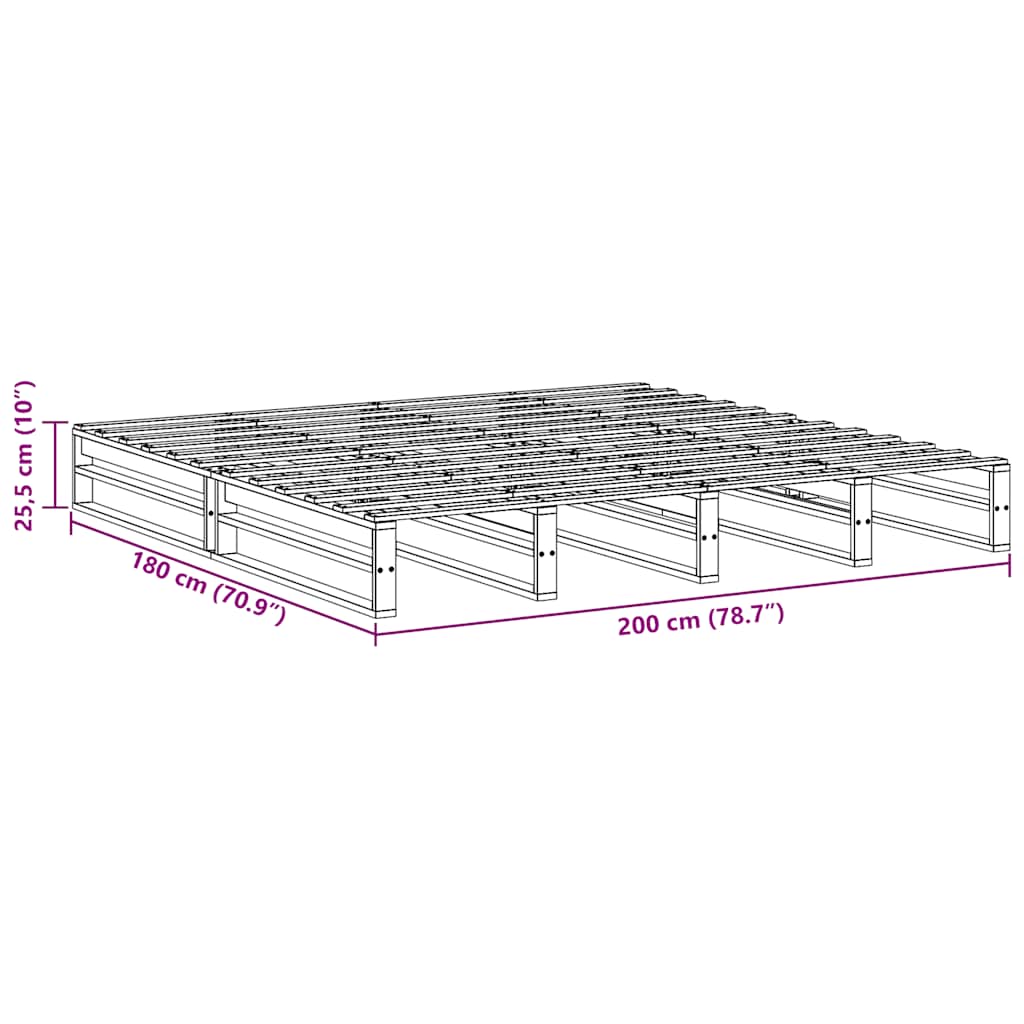 Bed Frame without Mattress White 180x200 cm Solid Wood Pine
