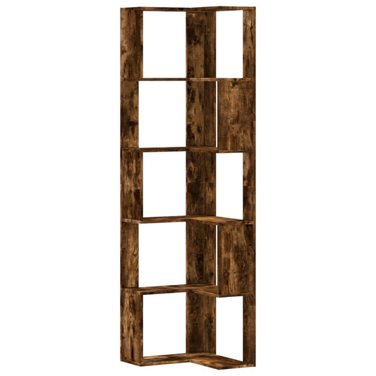 Corner Bookcase 5-Tier Smoked Oak 50x50x179 cm Engineered Wood Corner Bookcase 5-Tier Smoked Oak 50x50x179 cm Engineered Wood