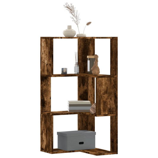 Corner Bookcase 3-Tier Smoked Oak 50x50x102 cm Engineered Wood Corner Bookcase 3-Tier Smoked Oak 50x50x102 cm Engineered Wood