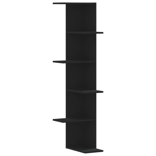 Wall Corner Shelf Black 36.5x36.5x140 cm Engineered Wood Wall Corner Shelf Black 36.5x36.5x140 cm Engineered Wood