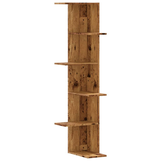 Wall Corner Shelf Old Wood 36.5x36.5x140 cm Engineered Wood Wall Corner Shelf Old Wood 36.5x36.5x140 cm Engineered Wood