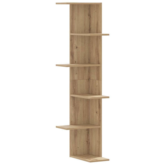 Wall Corner Shelf Artisian Oak 36.5x36.5x140 cm Engineered Wood Wall Corner Shelf Artisian Oak 36.5x36.5x140 cm Engineered Wood