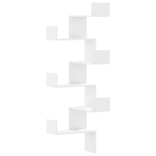 Wall Corner Shelf White 45x45x147 cm Engineered Wood Wall Corner Shelf White 45x45x147 cm Engineered Wood