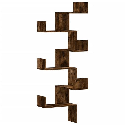 Wall Corner Shelf Smoked Oak 45x45x147 cm Engineered Wood Wall Corner Shelf Smoked Oak 45x45x147 cm Engineered Wood