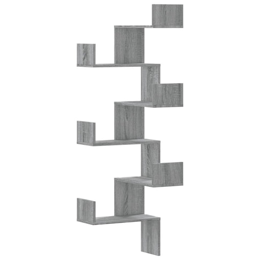 Wall Corner Shelf Grey Sonoma 45x45x147 cm Engineered Wood Wall Corner Shelf Grey Sonoma 45x45x147 cm Engineered Wood