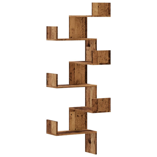 Wall Corner Shelf Old Wood 45x45x147 cm Engineered Wood Wall Corner Shelf Old Wood 45x45x147 cm Engineered Wood