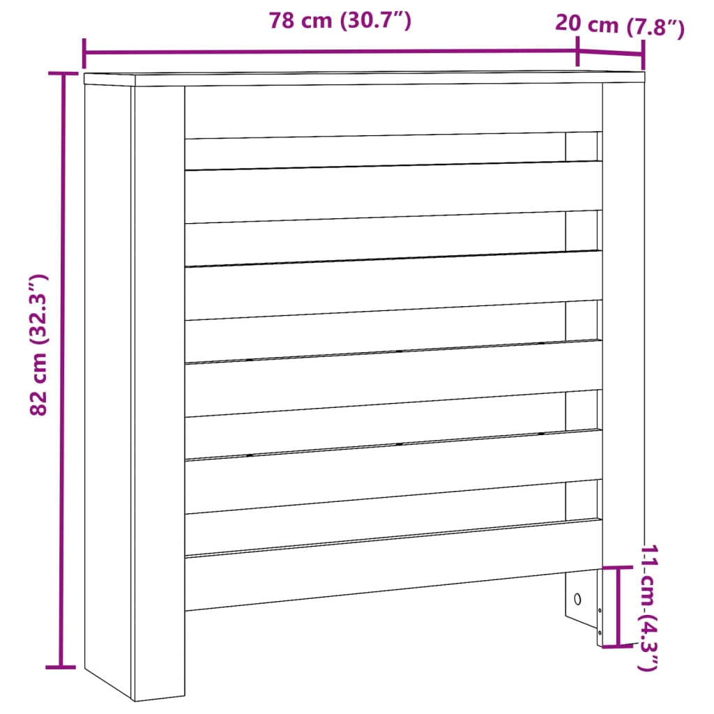 Radiator Cover Smoked Oak 78 x 20 x 82 cm Engineered Wood