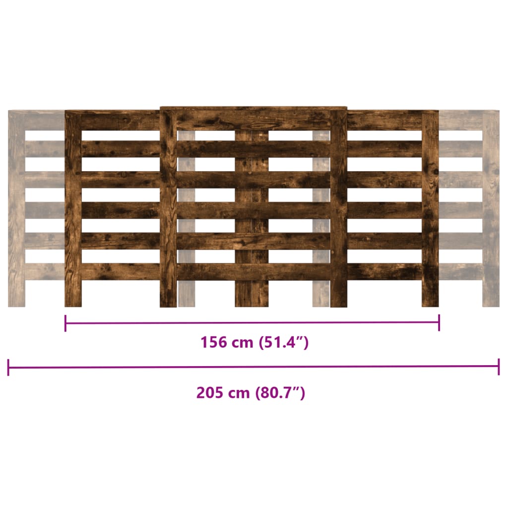 Radiator Cover Smoked Oak 205x21.5x83.5 cm Engineered Wood