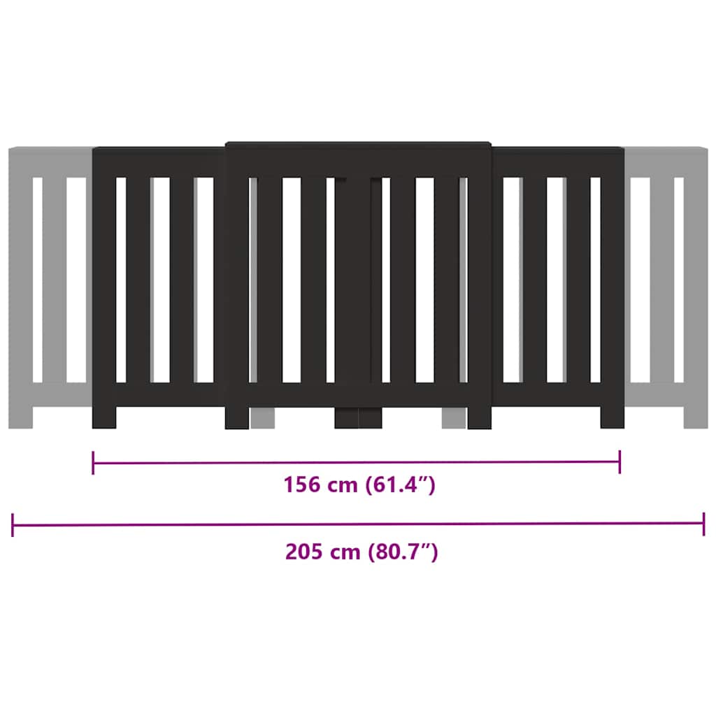 Radiator Cover Black 205 x 21.5 x 83.5 cm Engineered Wood