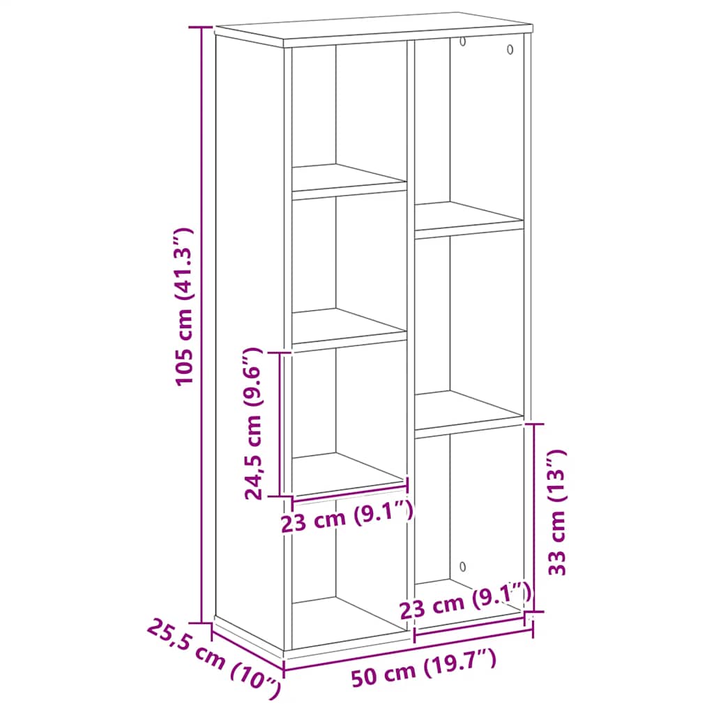 Bookcase Artisian Oak 50x25x105 cm Engineered Wood
