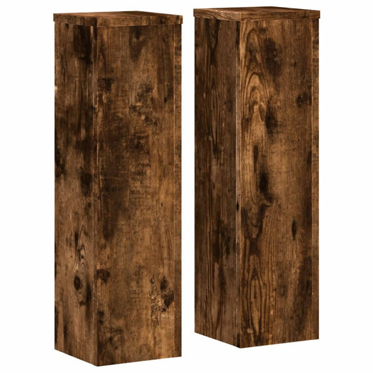 Plant Stand 2pcs Smoked Oak 17x17x60 cm Engineered Wood Plant Stand 2pcs Smoked Oak 17x17x60 cm Engineered Wood
