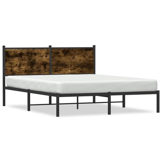 Metal Bed Frame without Mattress Smoked Oak 137x190 cm Metal Bed Frame without Mattress Smoked Oak 137x190 cm