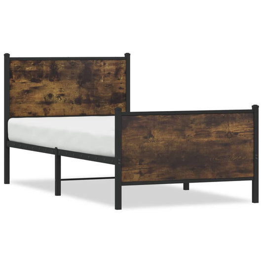 Metal Bed Frame without Mattress Smoked Oak 90x200 cm Metal Bed Frame without Mattress Smoked Oak 90x200 cm