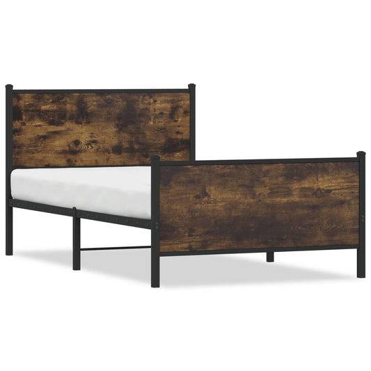 Metal Bed Frame without Mattress Smoked Oak 100x190 cm Metal Bed Frame without Mattress Smoked Oak 100x190 cm