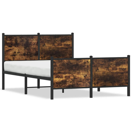 Metal Bed Frame without Mattress Smoked Oak 120x190 cm Small Double Metal Bed Frame without Mattress Smoked Oak 120x190 cm Small Double