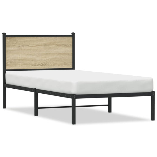 Metal Bed Frame without Mattress Sonoma Oak 90x190 cm Single Metal Bed Frame without Mattress Sonoma Oak 90x190 cm Single