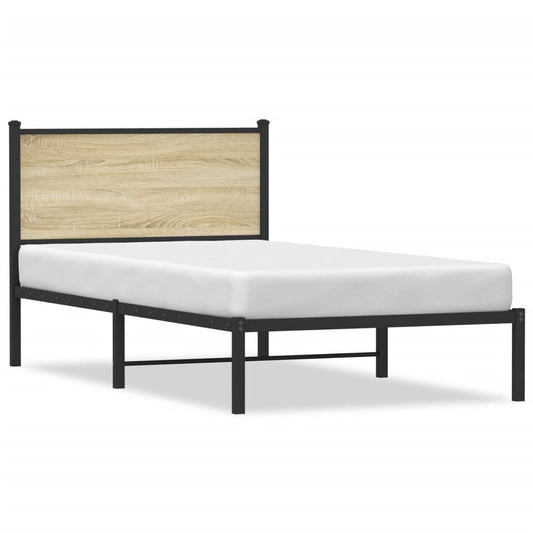 Metal Bed Frame without Mattress Sonoma Oak 107x203 cm Metal Bed Frame without Mattress Sonoma Oak 107x203 cm