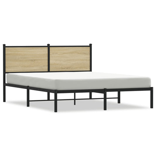 Metal Bed Frame without Mattress Sonoma Oak 140x190 cm Metal Bed Frame without Mattress Sonoma Oak 140x190 cm