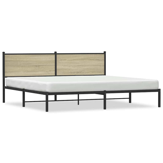 Metal Bed Frame without Mattress Sonoma Oak 193x203 cm Metal Bed Frame without Mattress Sonoma Oak 193x203 cm