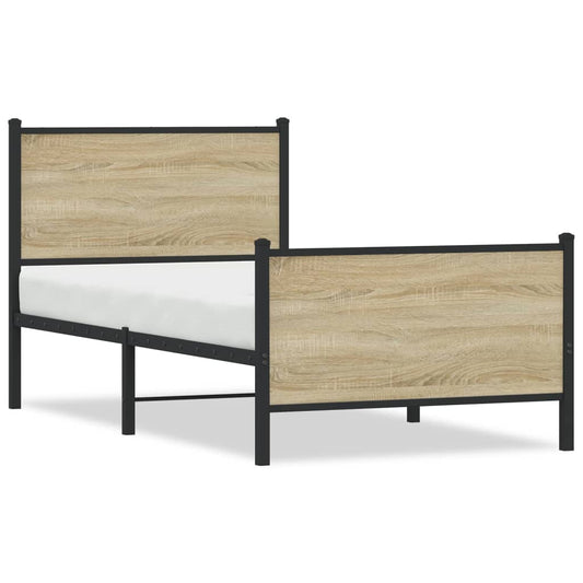 Metal Bed Frame without Mattress Sonoma Oak 90x200 cm Metal Bed Frame without Mattress Sonoma Oak 90x200 cm