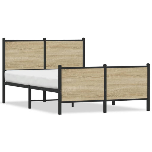 Metal Bed Frame without Mattress Sonoma Oak 120x190 cm Small Double Metal Bed Frame without Mattress Sonoma Oak 120x190 cm Small Double
