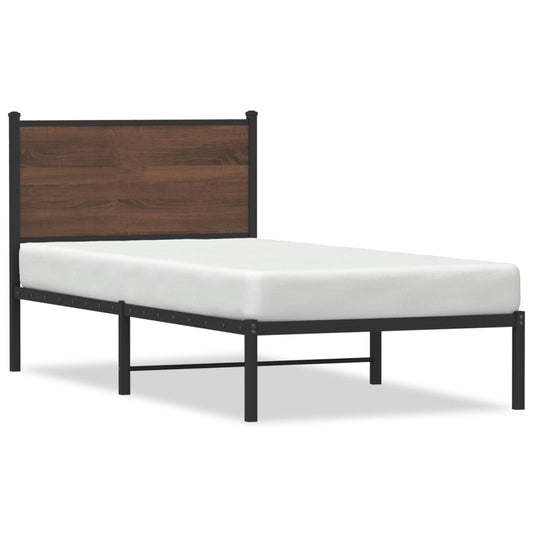 Metal Bed Frame without Mattress Brown Oak 90x200 cm Metal Bed Frame without Mattress Brown Oak 90x200 cm