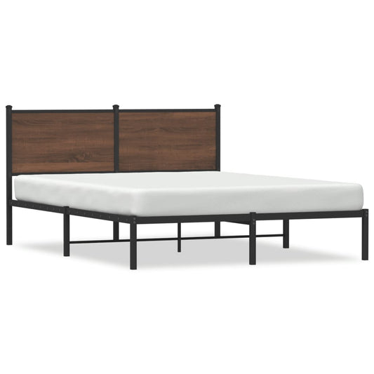 Metal Bed Frame without Mattress Brown Oak 150x200 cm King Size Metal Bed Frame without Mattress Brown Oak 150x200 cm King Size