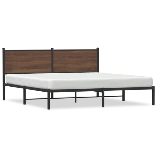 Metal Bed Frame without Mattress Brown Oak 180x200 cm Super King Metal Bed Frame without Mattress Brown Oak 180x200 cm Super King