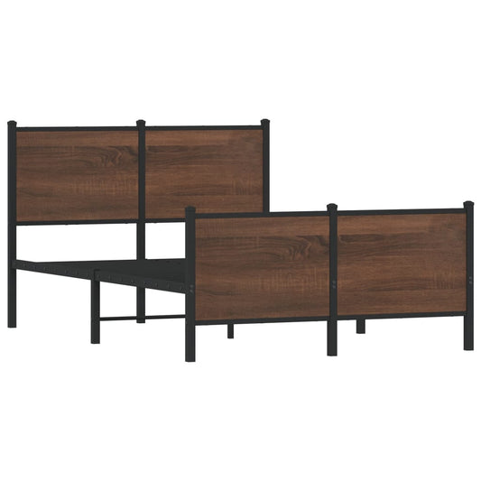 Metal Bed Frame without Mattress Brown Oak 120x190 cm Small Double Metal Bed Frame without Mattress Brown Oak 120x190 cm Small Double