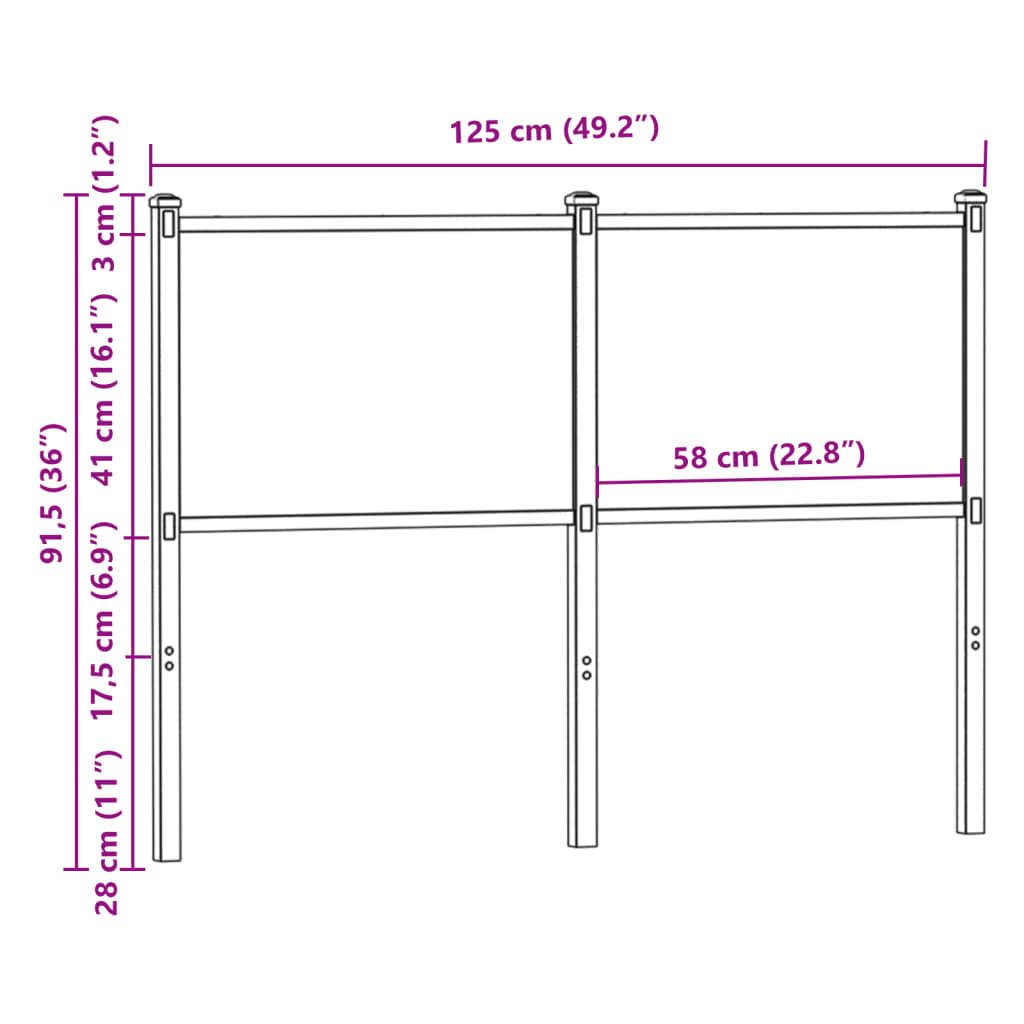 Replace Headboard Brown Oak 120 cm Engineered Wood and Steel