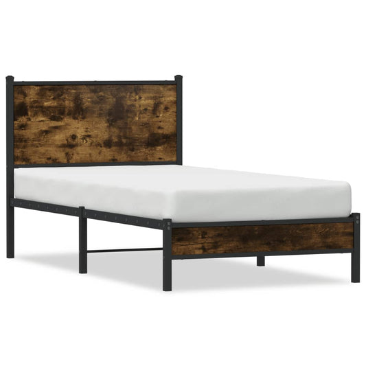 Metal Bed Frame without Mattress Smoked Oak 90x200 cm Metal Bed Frame without Mattress Smoked Oak 90x200 cm