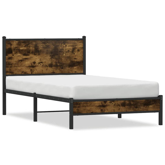 Metal Bed Frame without Mattress Smoked Oak 100x200 cm Metal Bed Frame without Mattress Smoked Oak 100x200 cm