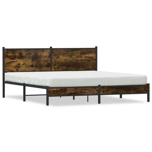 Metal Bed Frame without Mattress Smoked Oak 160x200 cm Metal Bed Frame without Mattress Smoked Oak 160x200 cm