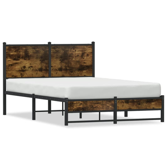 Metal Bed Frame without Mattress Smoked Oak 120x190 cm Small Double Metal Bed Frame without Mattress Smoked Oak 120x190 cm Small Double