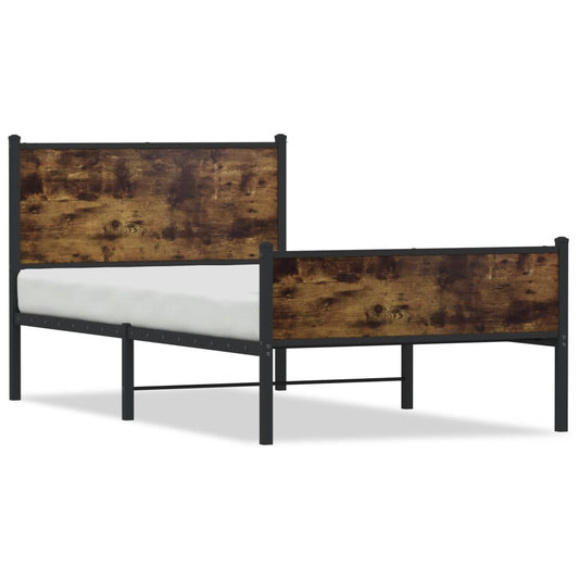 Metal Bed Frame without Mattress Smoked Oak 100x190 cm Metal Bed Frame without Mattress Smoked Oak 100x190 cm