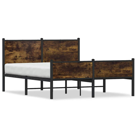 Metal Bed Frame without Mattress Smoked Oak 140x200 cm Metal Bed Frame without Mattress Smoked Oak 140x200 cm