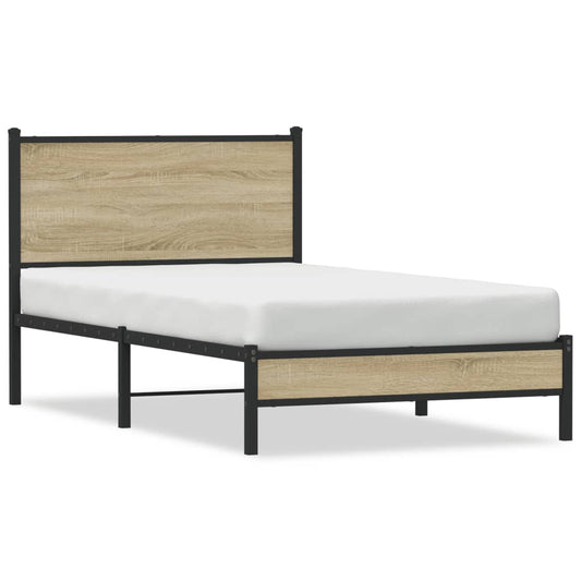 Metal Bed Frame without Mattress Sonoma Oak 100x190 cm Metal Bed Frame without Mattress Sonoma Oak 100x190 cm