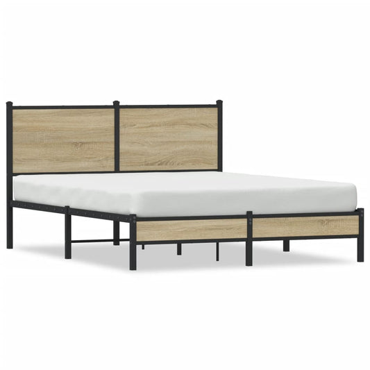 Metal Bed Frame without Mattress Sonoma Oak 150x200 cm King Size Metal Bed Frame without Mattress Sonoma Oak 150x200 cm King Size