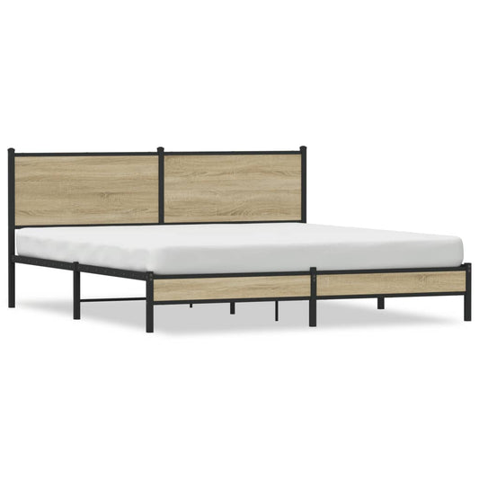 Metal Bed Frame without Mattress Sonoma Oak 160x200 cm Metal Bed Frame without Mattress Sonoma Oak 160x200 cm
