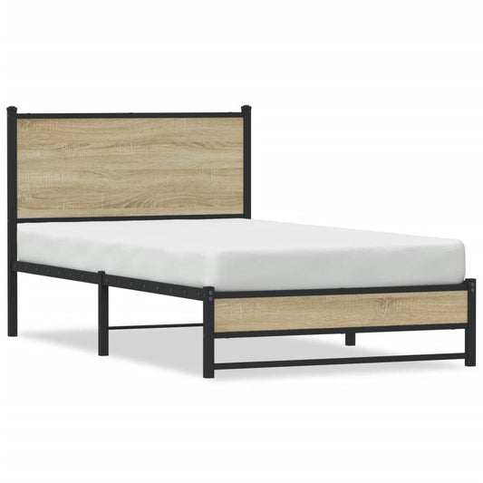 Metal Bed Frame without Mattress Sonoma Oak 107x203 cm Metal Bed Frame without Mattress Sonoma Oak 107x203 cm