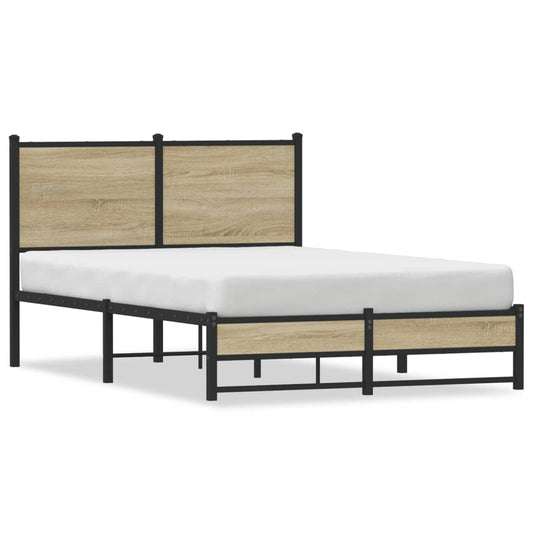 Metal Bed Frame without Mattress Sonoma Oak 120x190 cm Small Double Metal Bed Frame without Mattress Sonoma Oak 120x190 cm Small Double