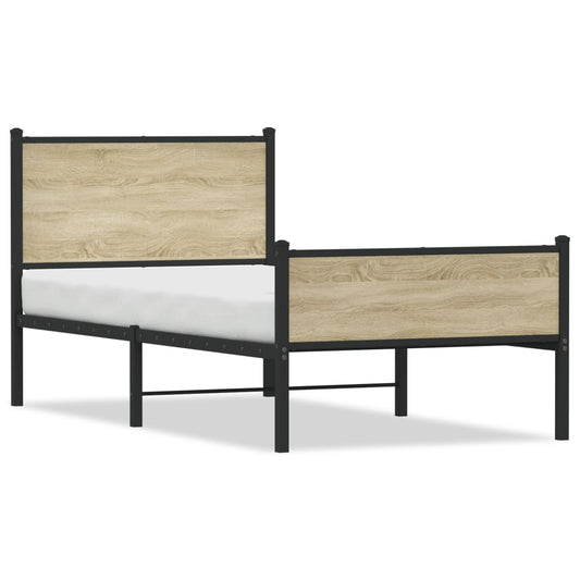 Metal Bed Frame without Mattress Sonoma Oak 75x190 cm Small Single Metal Bed Frame without Mattress Sonoma Oak 75x190 cm Small Single