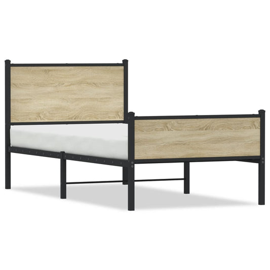 Metal Bed Frame without Mattress Sonoma Oak 90x200 cm Metal Bed Frame without Mattress Sonoma Oak 90x200 cm