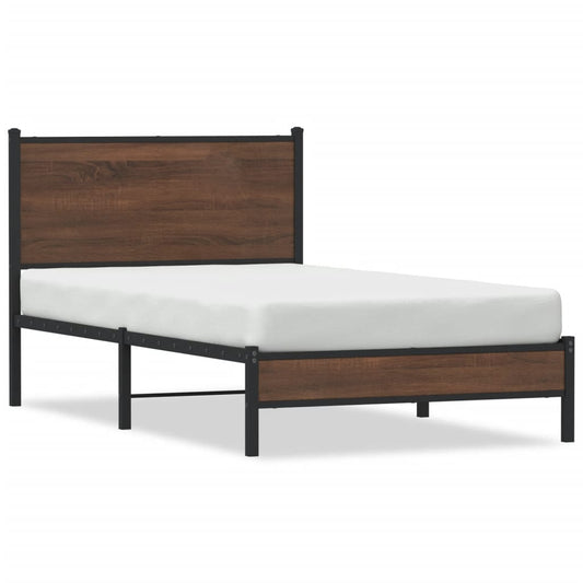 Metal Bed Frame without Mattress Brown Oak 107x203 cm Metal Bed Frame without Mattress Brown Oak 107x203 cm
