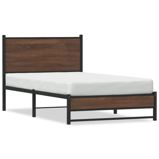 Metal Bed Frame without Mattress Brown Oak 100x190 cm Metal Bed Frame without Mattress Brown Oak 100x190 cm